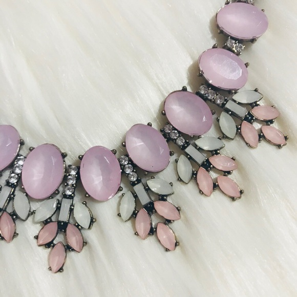 Pink Lilac Jewel Bib Necklace - Picture 2 of 4